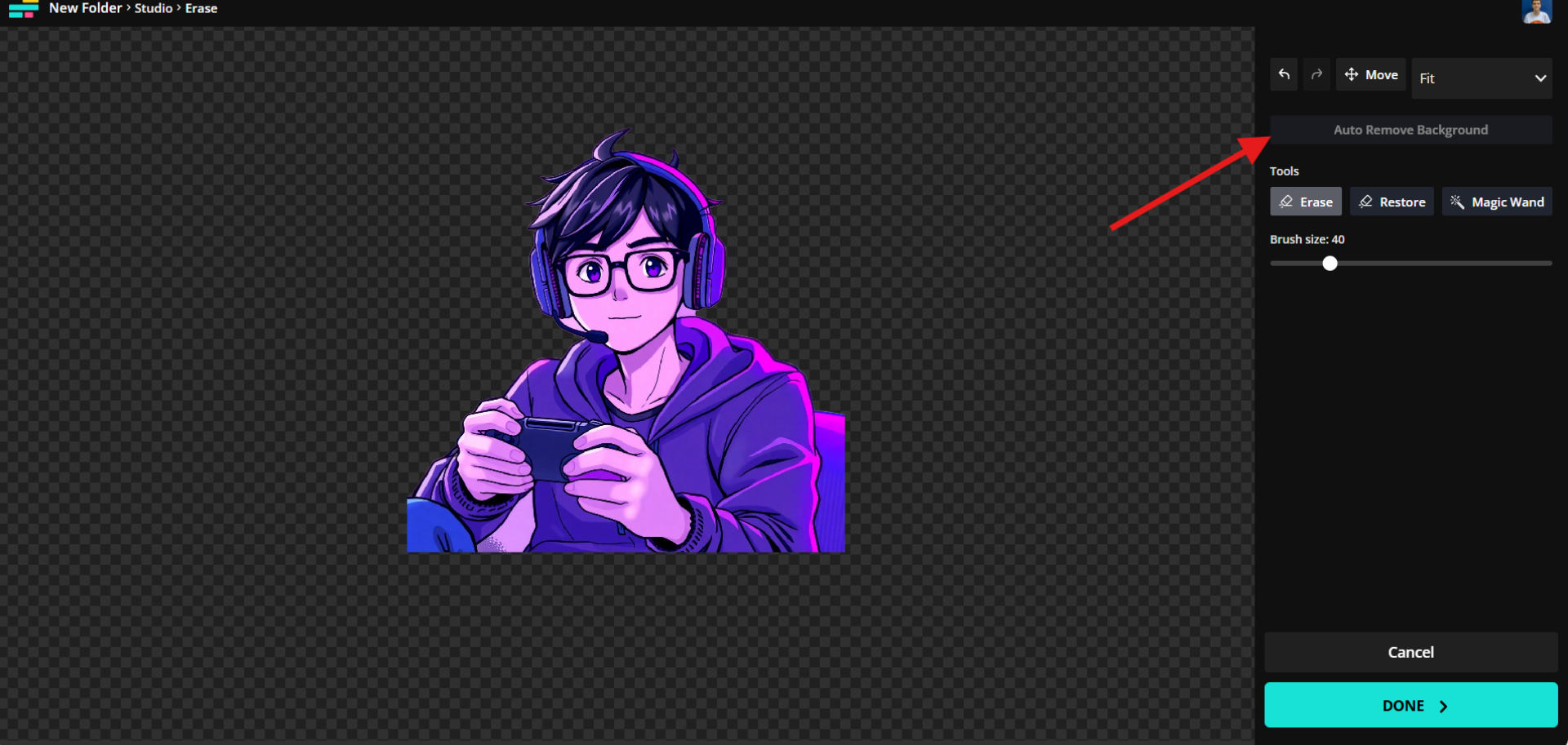 Kapwing's Auto Background Remover is demonstrated