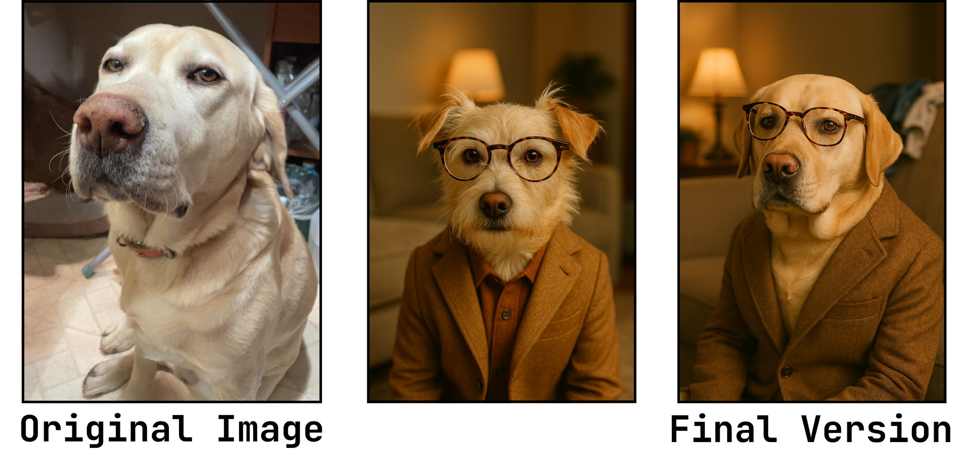 Guide showing how to transform your dog into a human with ChatGPT image generator.