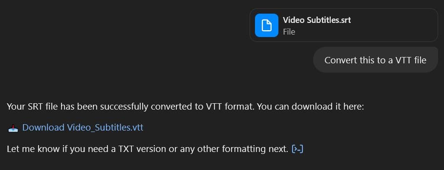 ChatGPT SRT or VTT editing guide