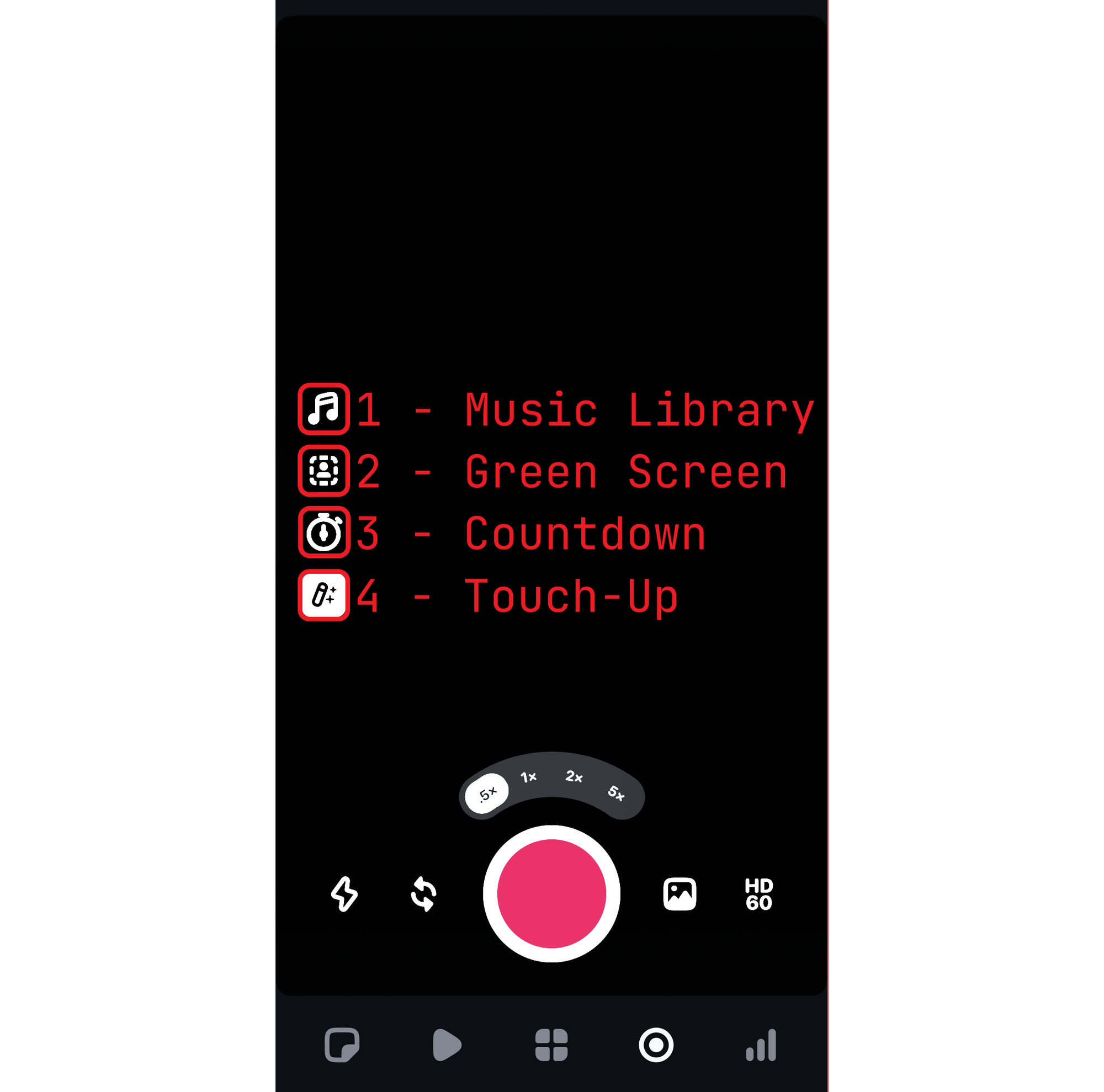 Guide showing Edit's integrated camera tools for green screening. 