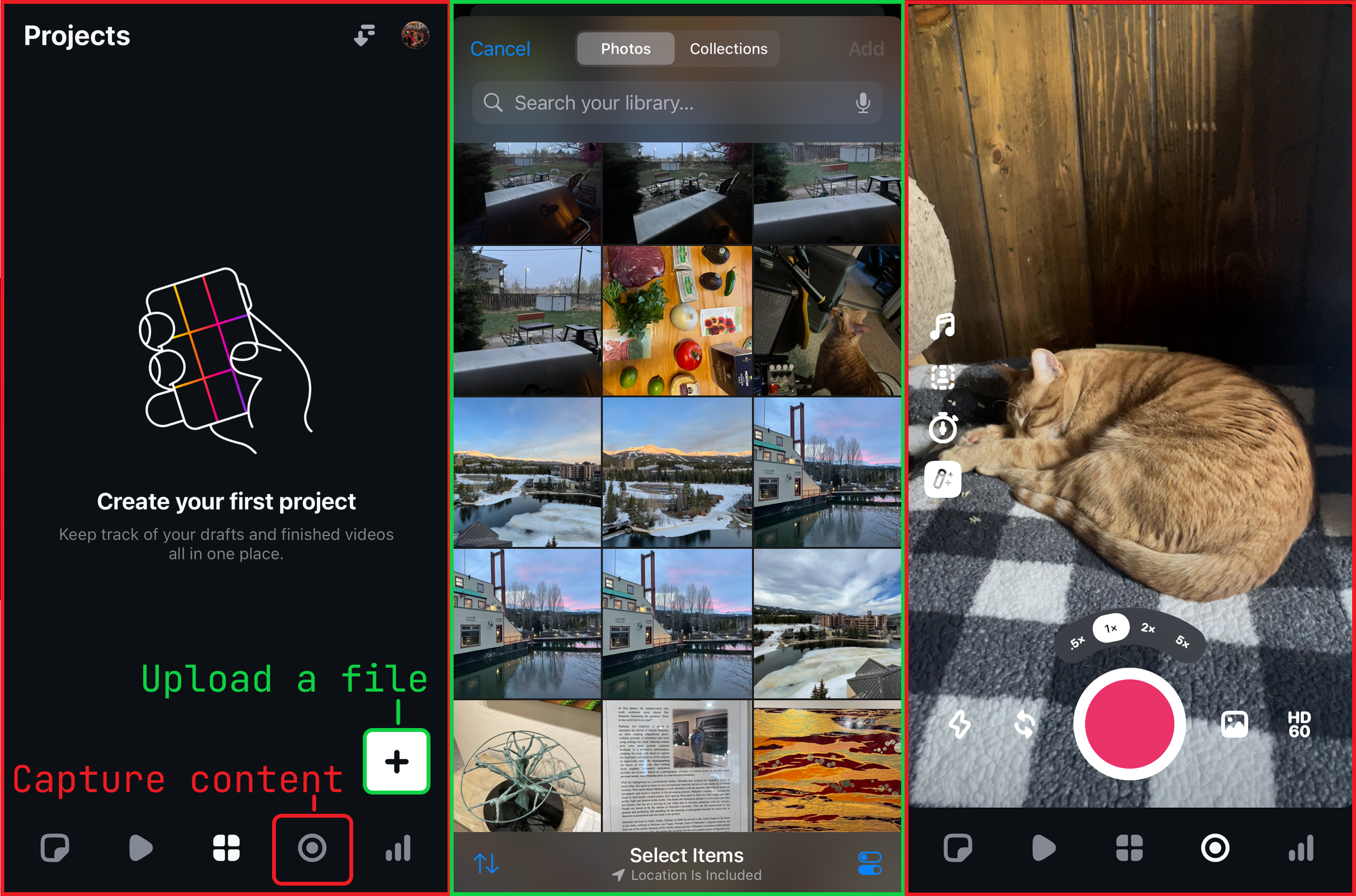 Guide showing how to create a new project on Instagram Edits. 