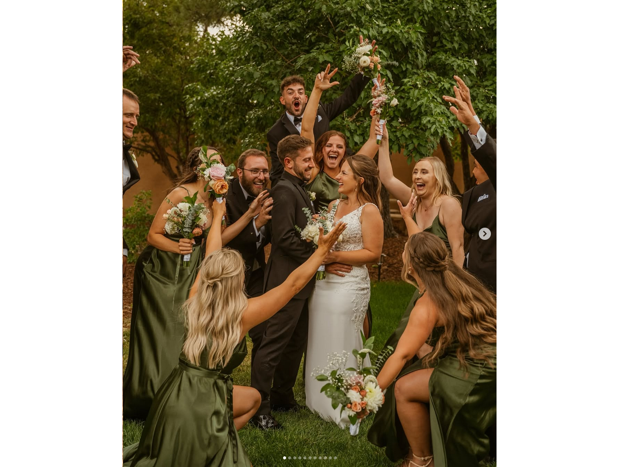 Example high-energy wedding party photo.