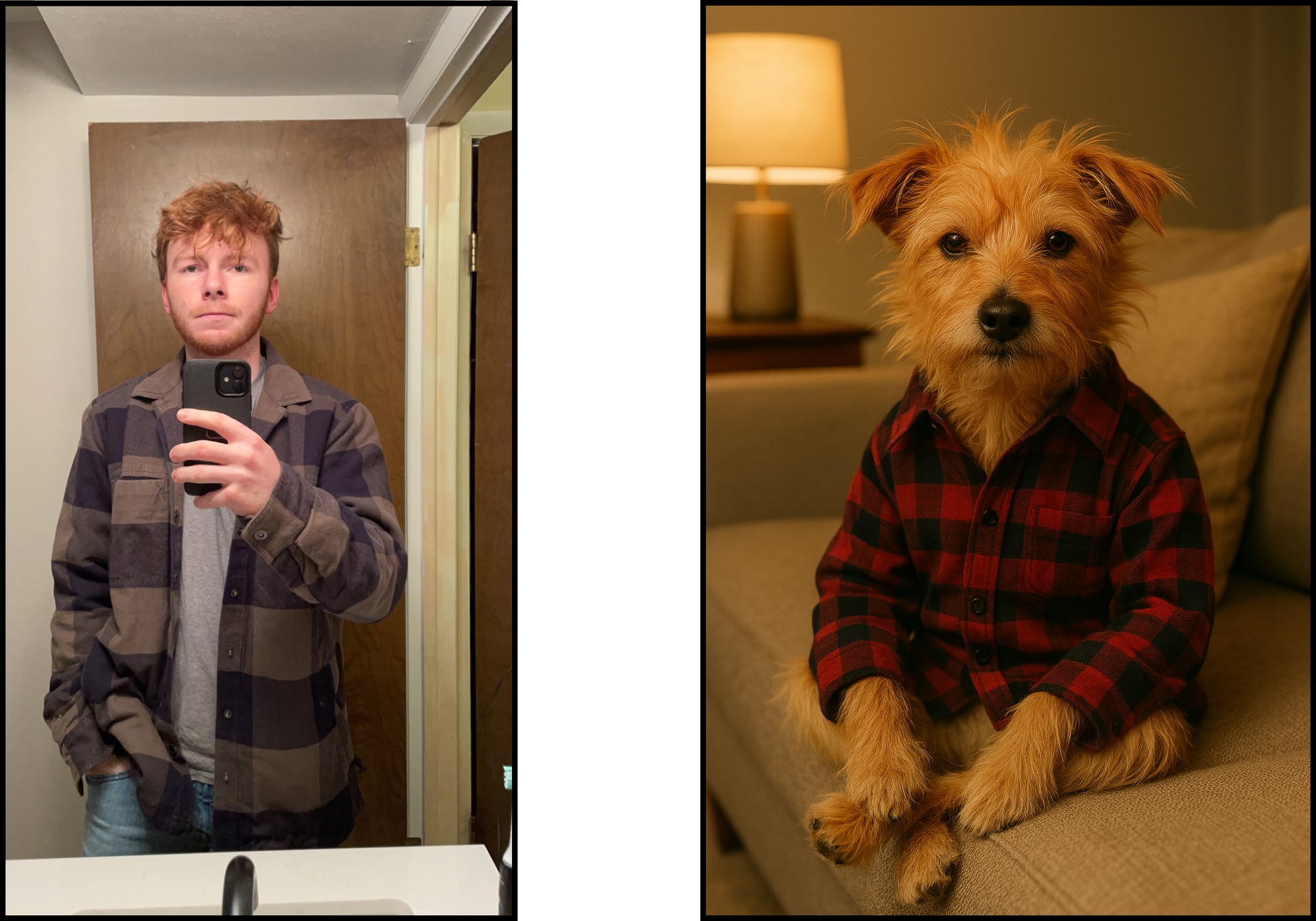 Comparison between an original image and a ChatGPT generated dog.