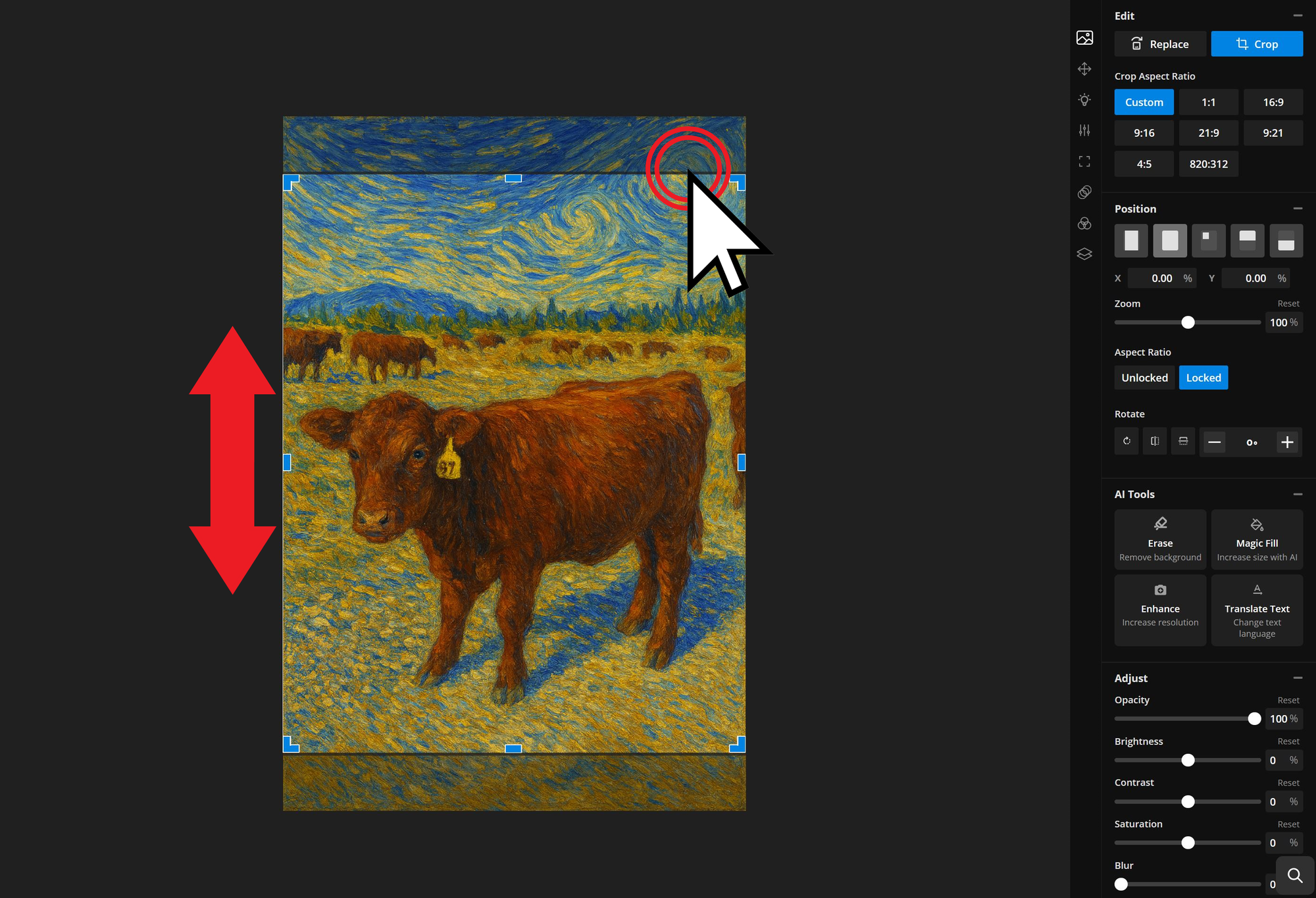 Guide showing how to crop ChatGPT generated images. 