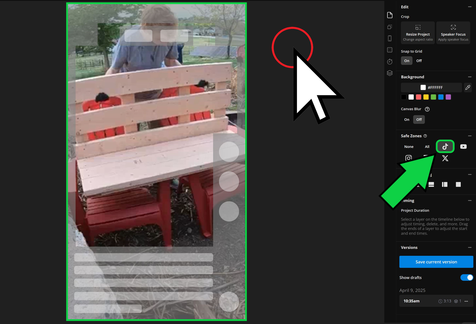 Guide showing how to apply a Safe Zone template in a CapCut alternative video editor. 