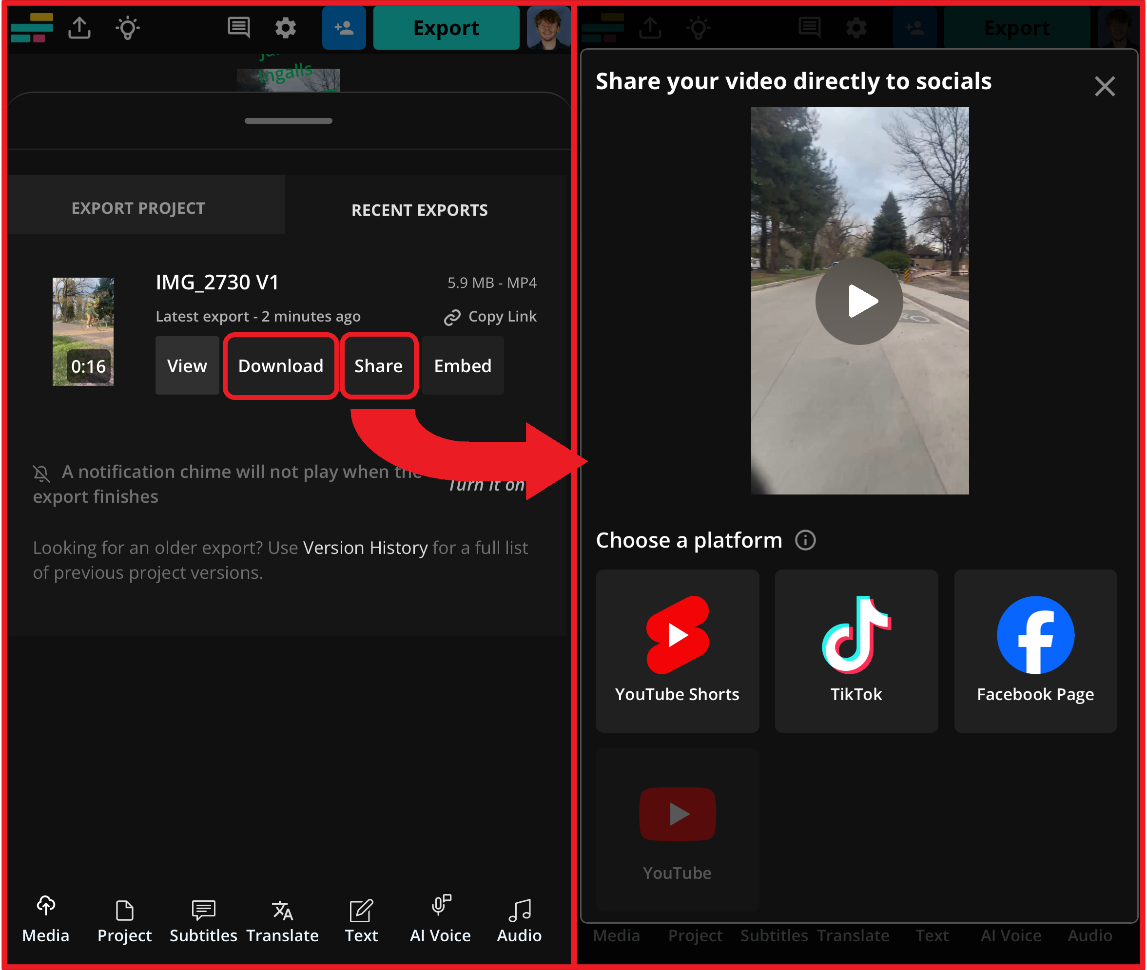 Guide showing how to directly post edited videos to TikTok.