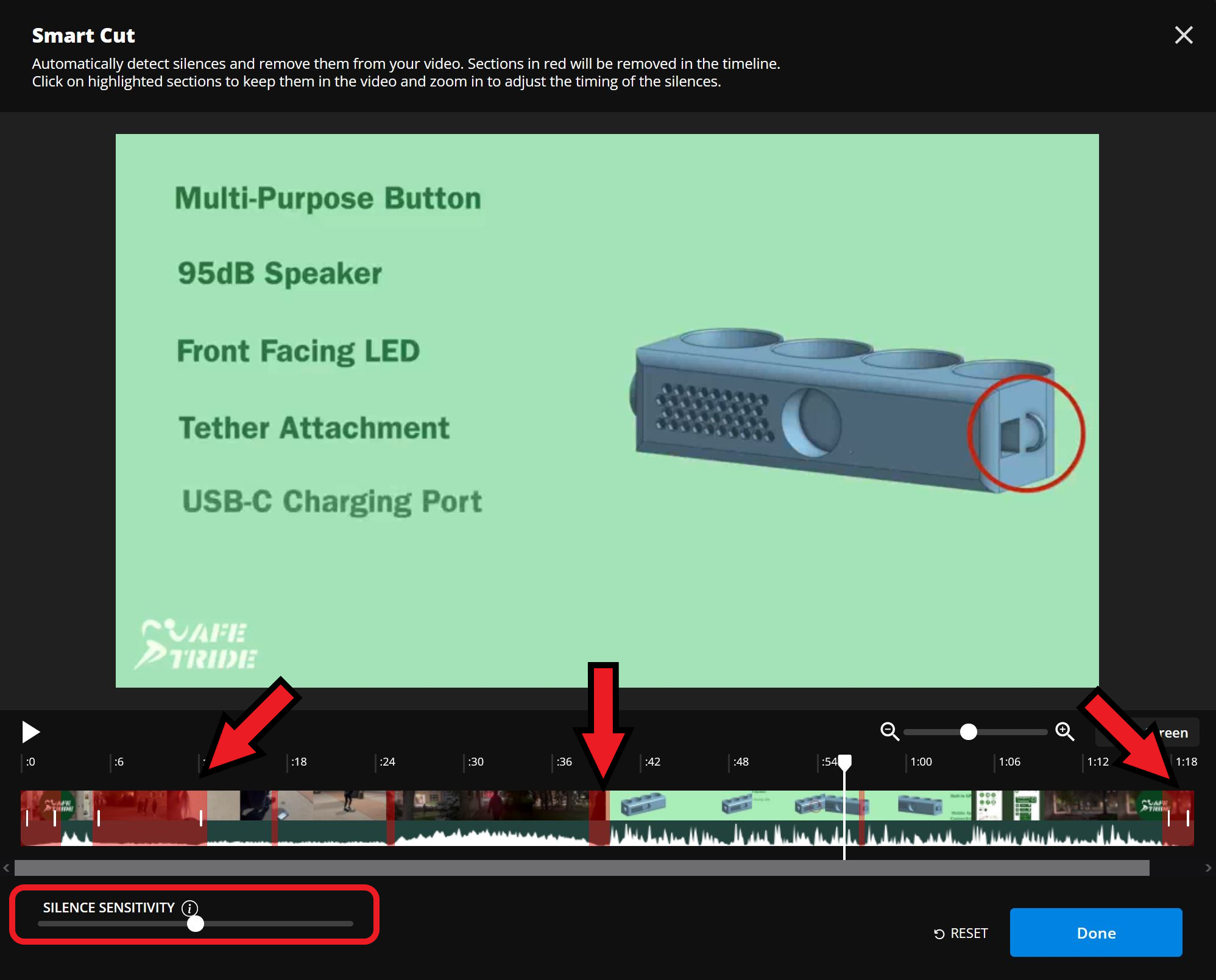 Guide showing how to use the Smart Cut tool to edit subtitles