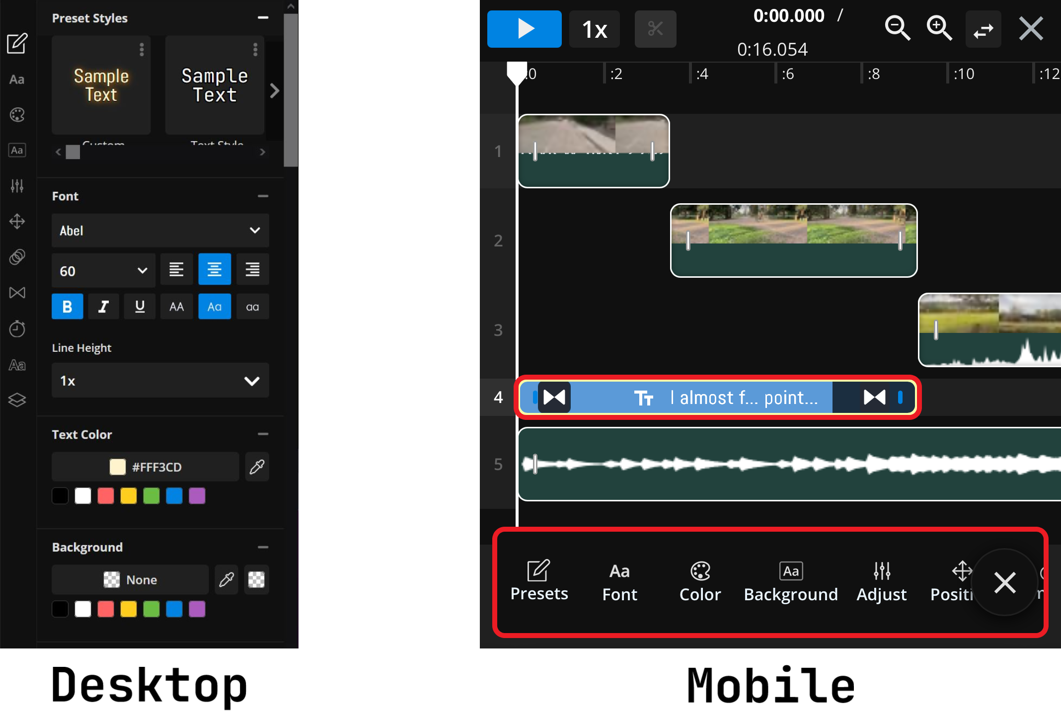 Guide showing how to edit text in a mobile editor. 