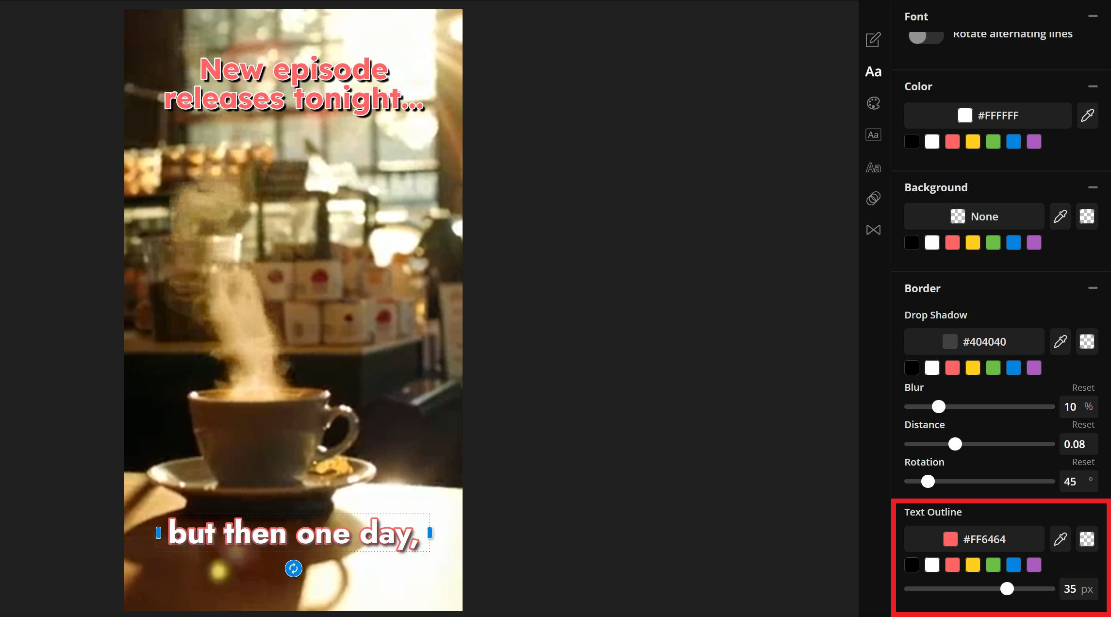 Guide showing how to add a text outline to CapCut-style captions. 