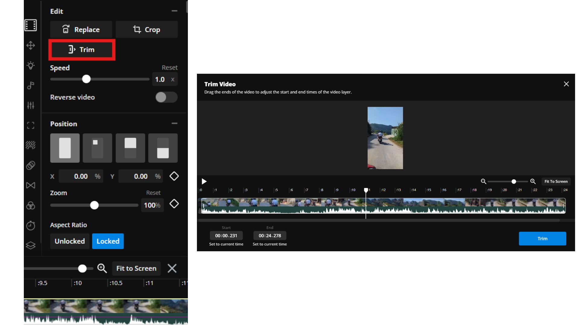 The trimming option magnified