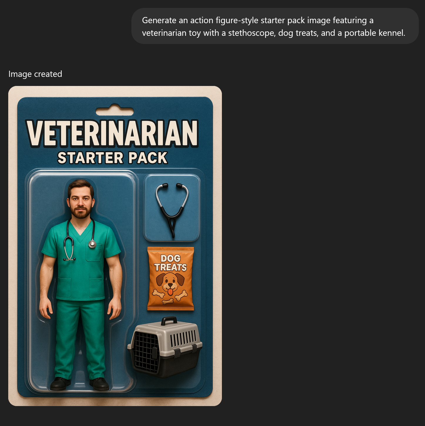 Guide showing how to generate action figure starter packs with ChatGPT. 