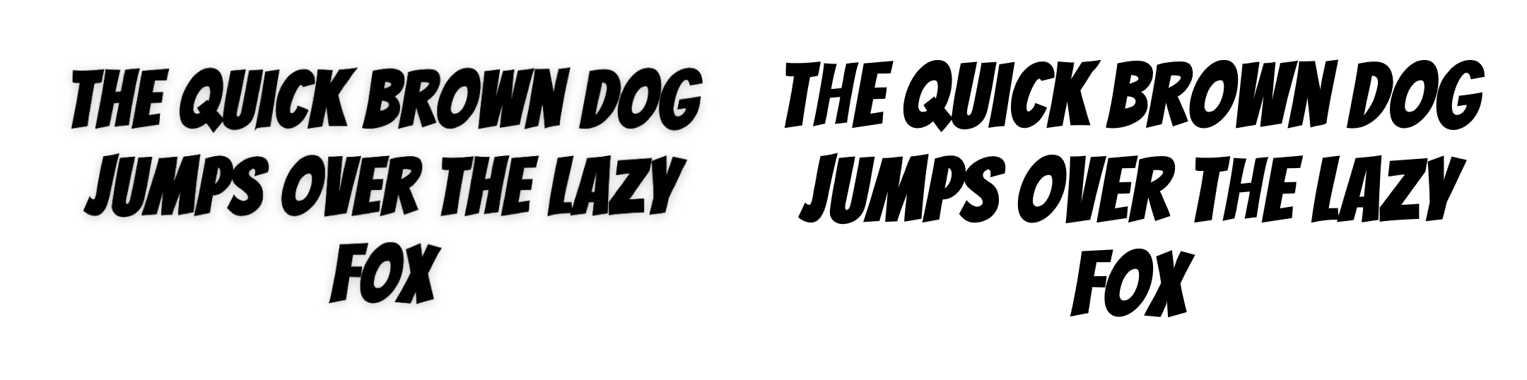 Snapchat font with white outline on the left next to Bangers on the right, with both showing a comic-book-style caption in bold text.