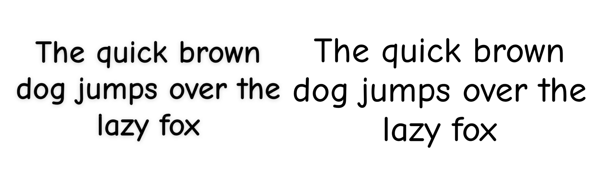 Comparison of Snapchat's comic-style font on the left with the cleaner Comic Neue font on the right, both used in informal text captions.