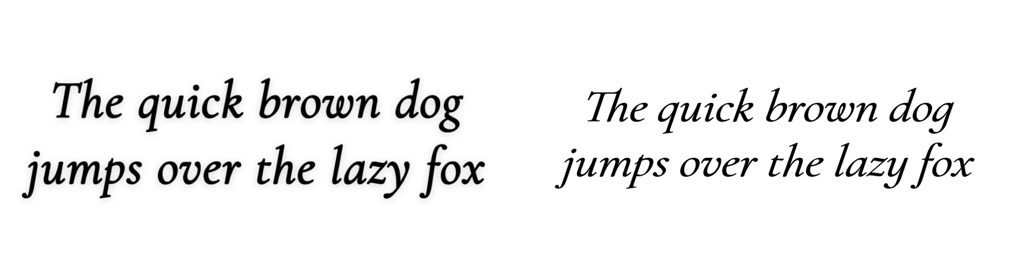 Snapchat's elegant italic-style font on the left compared to the Cormorant Upright font on the right, showing matching character design.