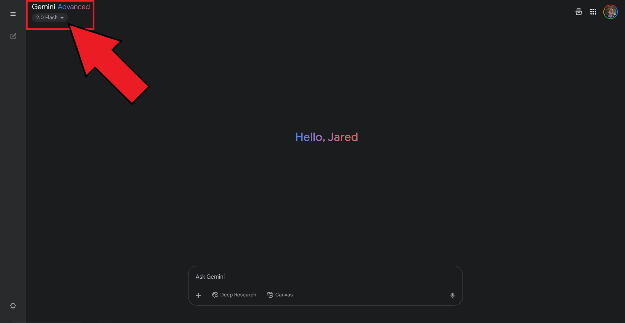 Gemini AI video generator interface showing how to change the generation model. 
