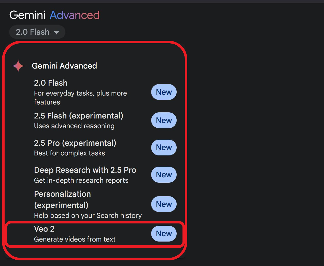 Guide showing how to access the Gemini Veo 2 video generator. 