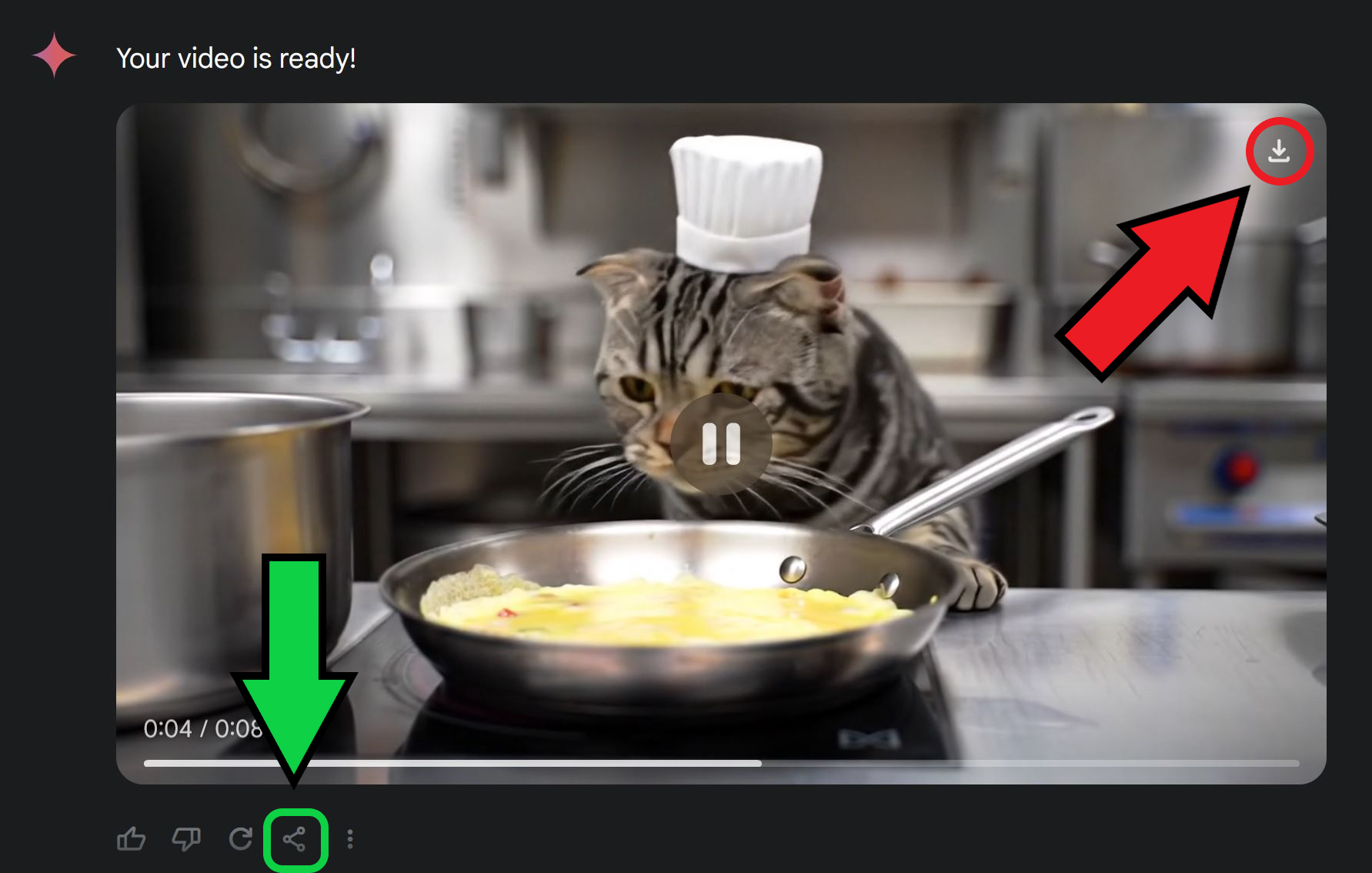 Guide showing how to save and download Gemini Veo 2 videos. 