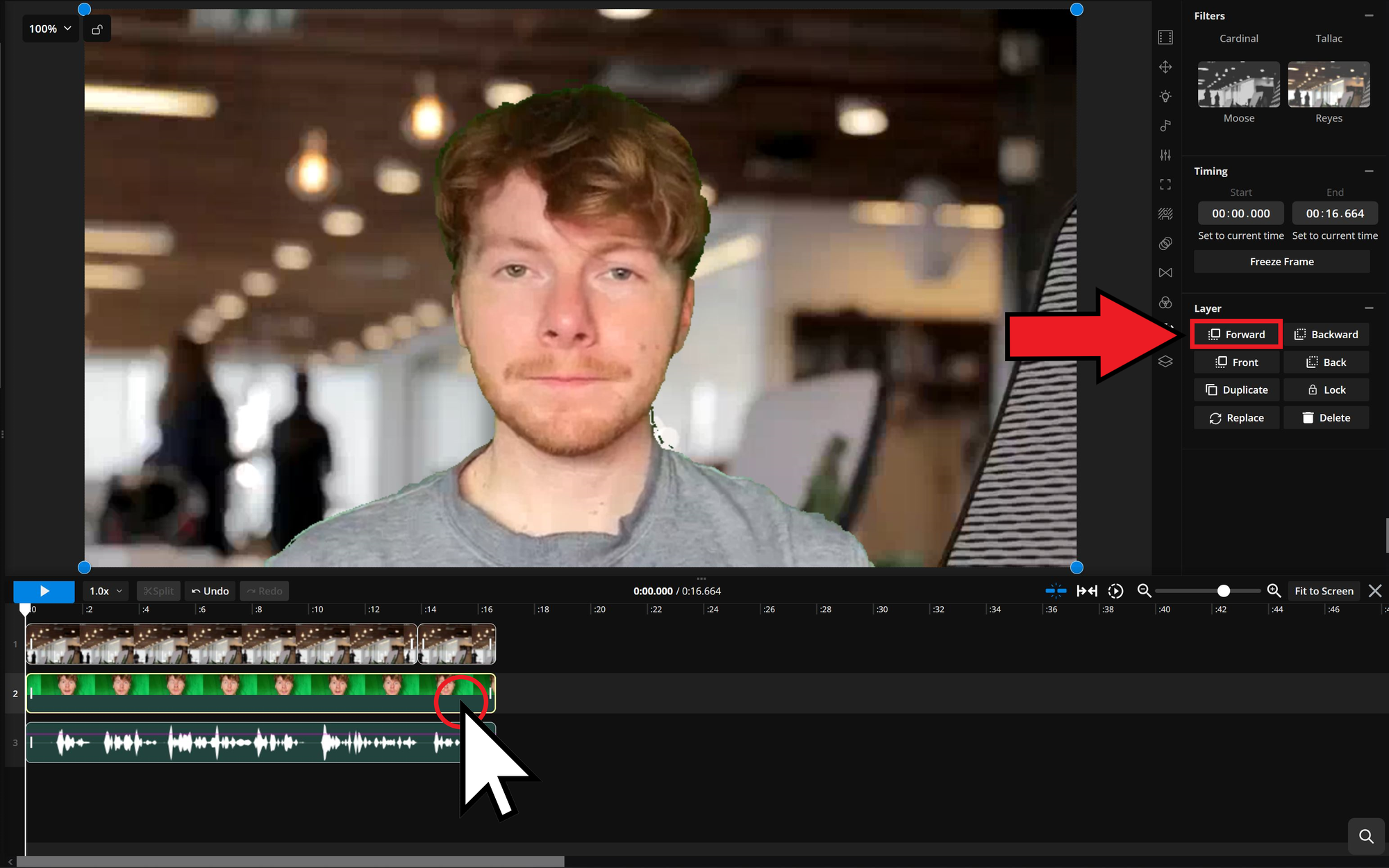 Guide showing how to add a new background to a review request video. 