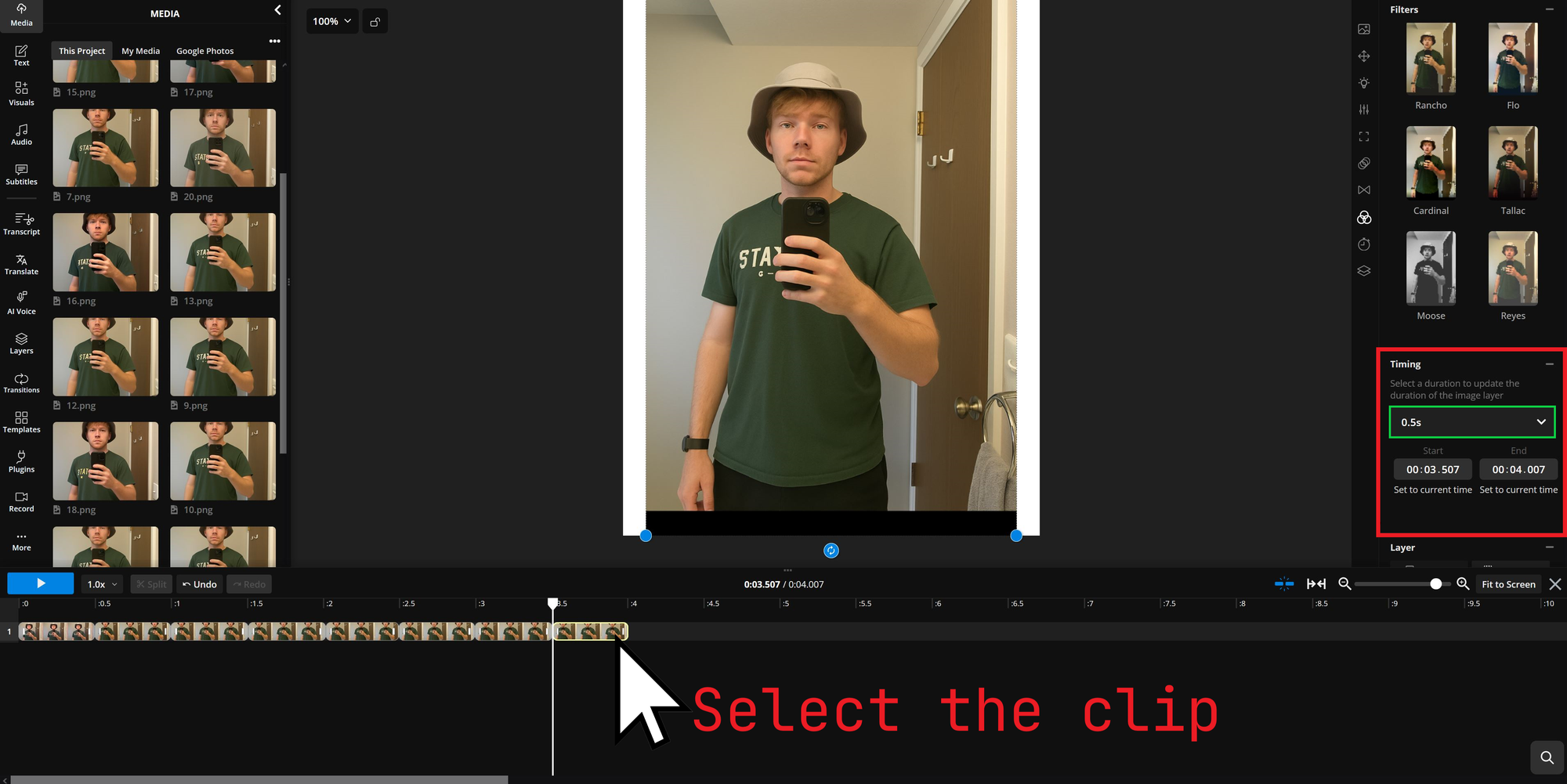Guide showing how to change clip durations in the ChatGPT 100x trend.