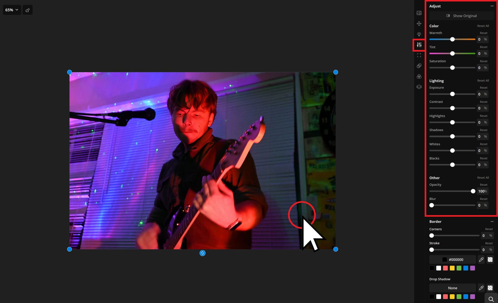 Guide showing how to color correct an image for free.