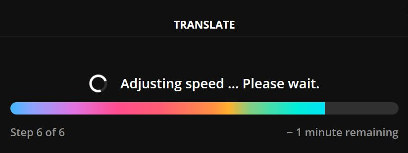 Progress bar showing the status of a video dub.