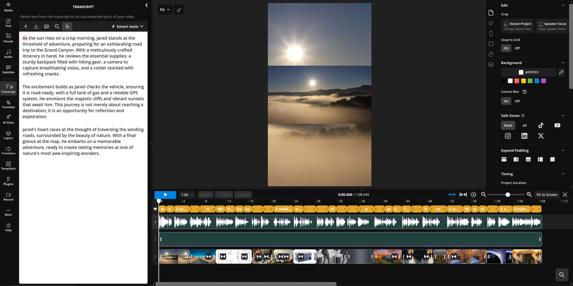 Guide showing where to view your narrator transcript. 