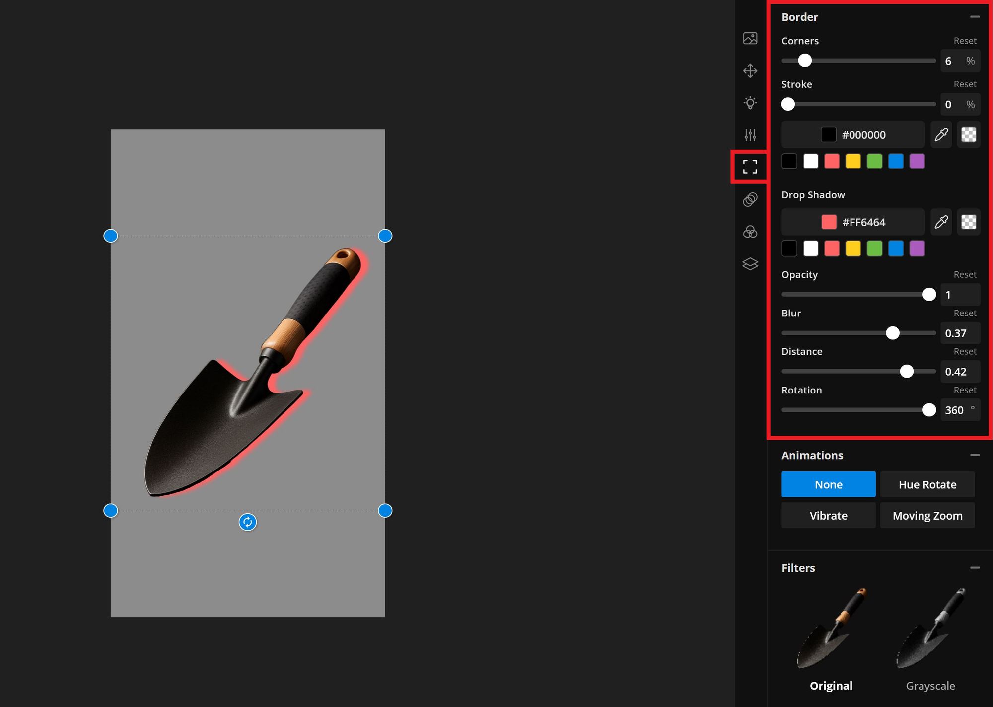 Example guide showing how to add a border to images when creating an Instagram Story. 