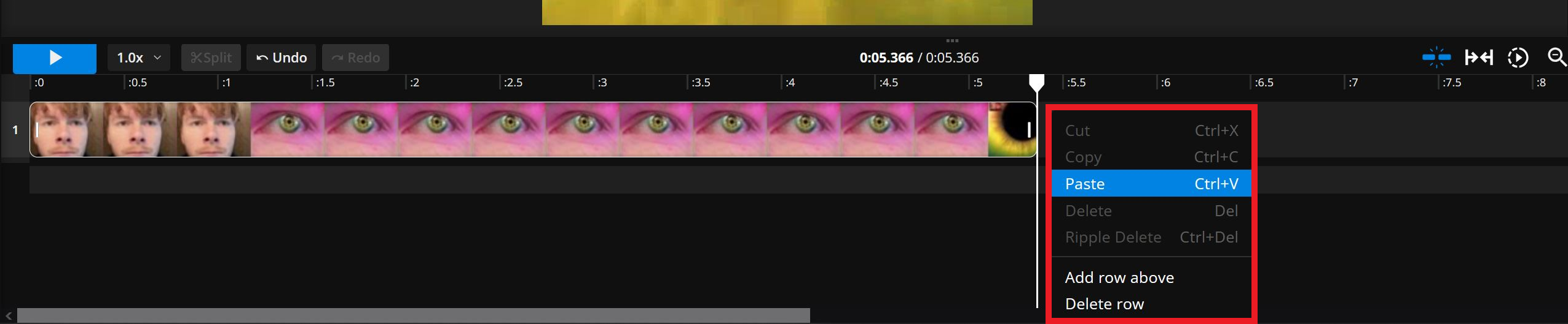 Guide showing how to create the eye zoom effect for the Lost in Your Iris Video Trend.