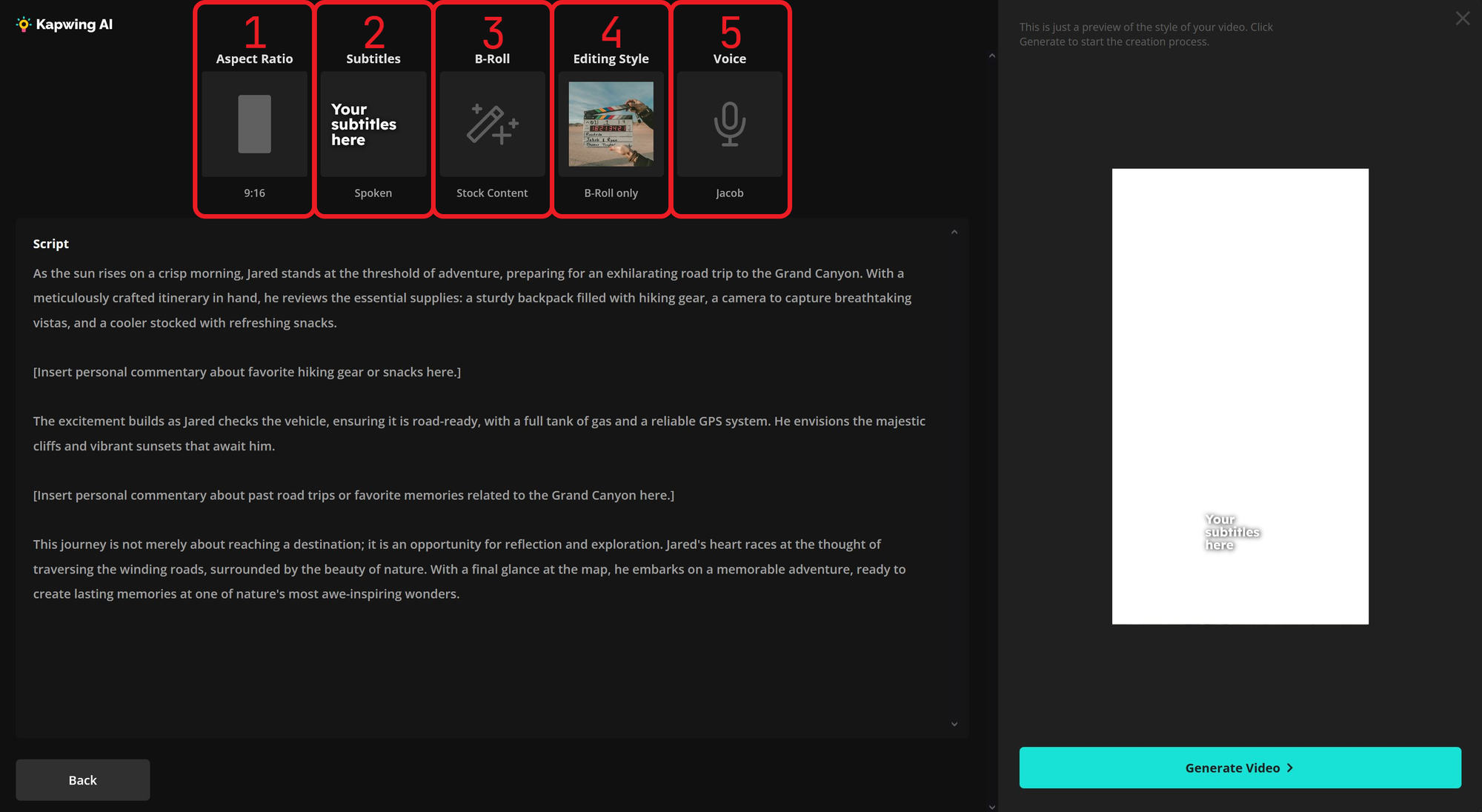 Guide showing how to generate a narrated video for the narrator voice challenge on TikTok. 