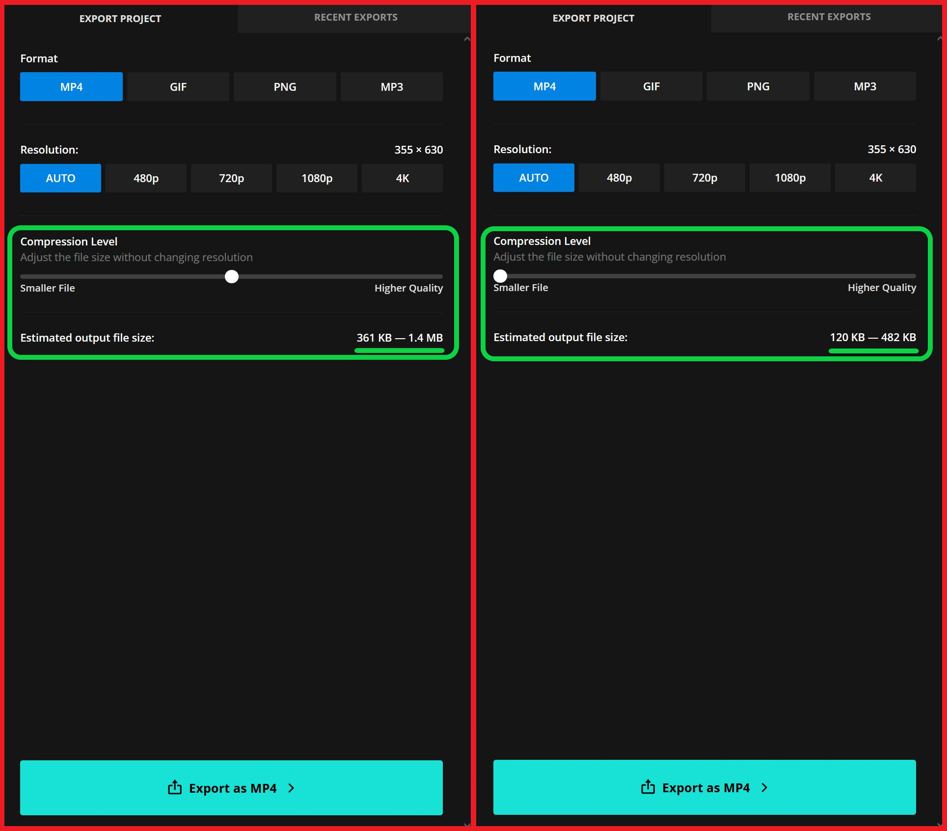 Guide showing how to reduce the file size of a customer testimonial request video. 
