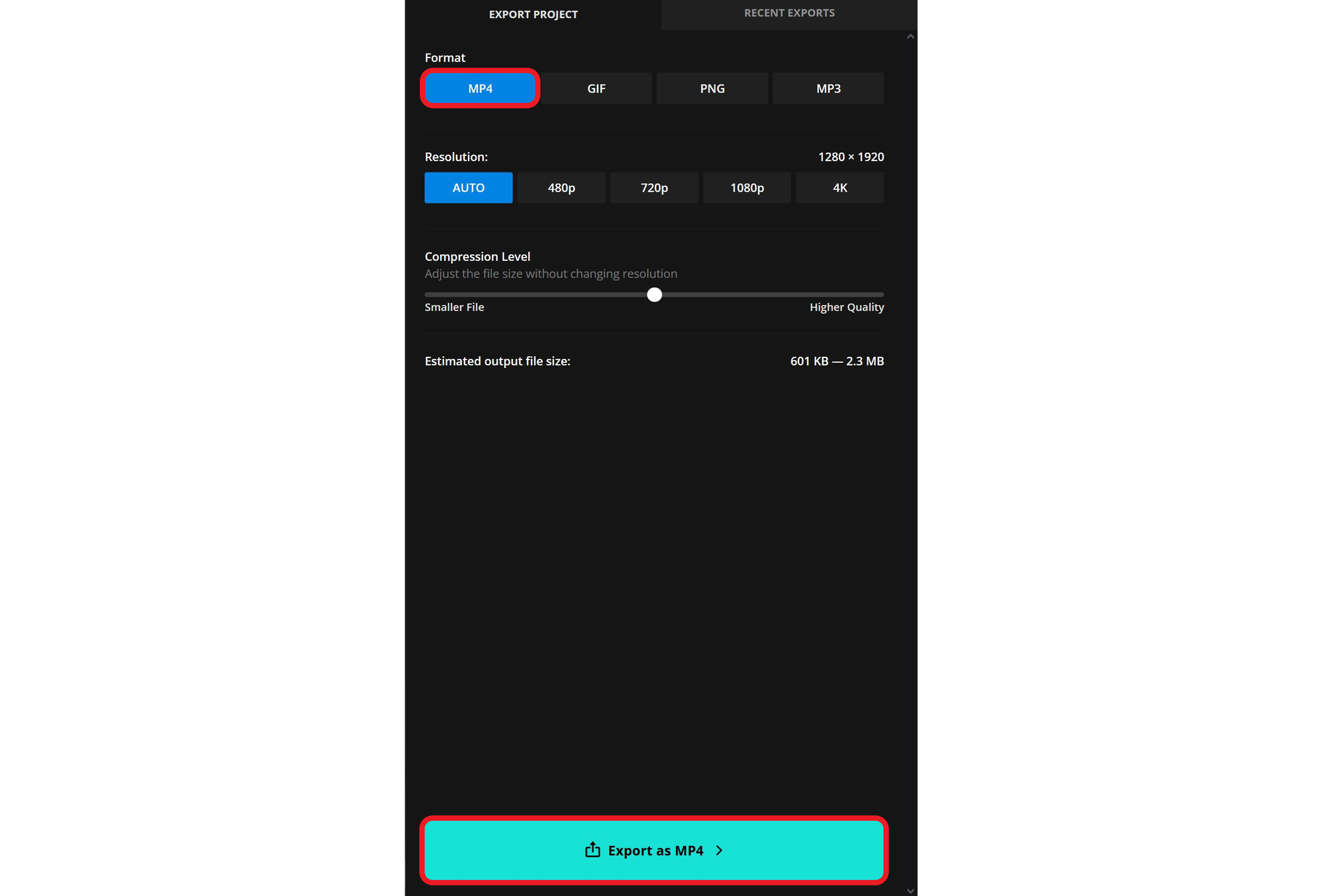 Guide showing how to export a video for the ChatGPT 100x challenge. 