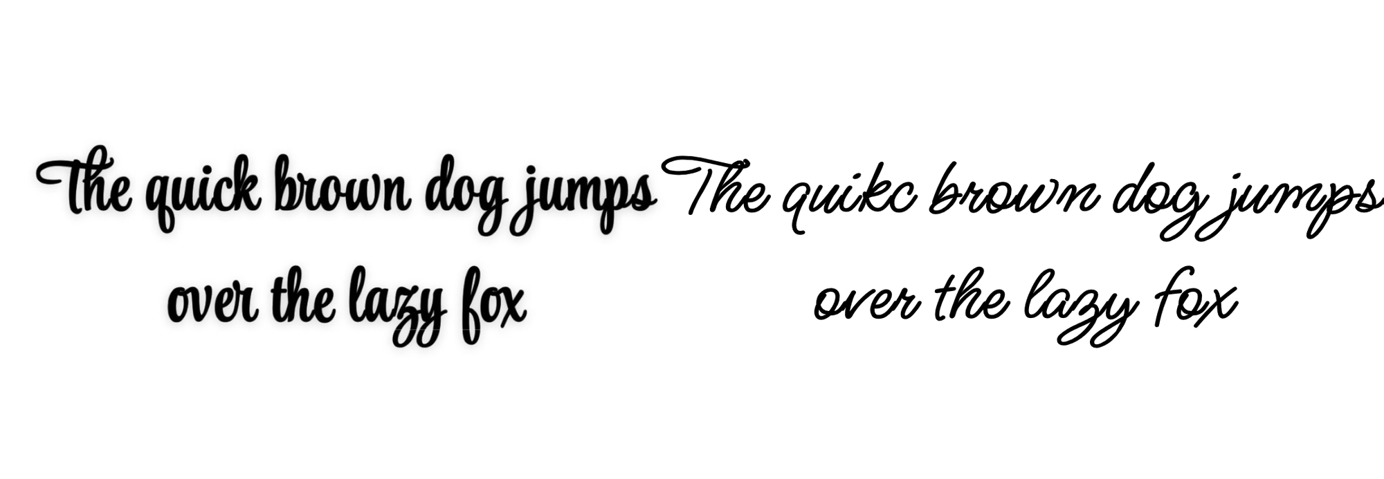 Playful Snapchat script font on the left compared to the handwritten Ms Madi font on the right, used in a casual message example.