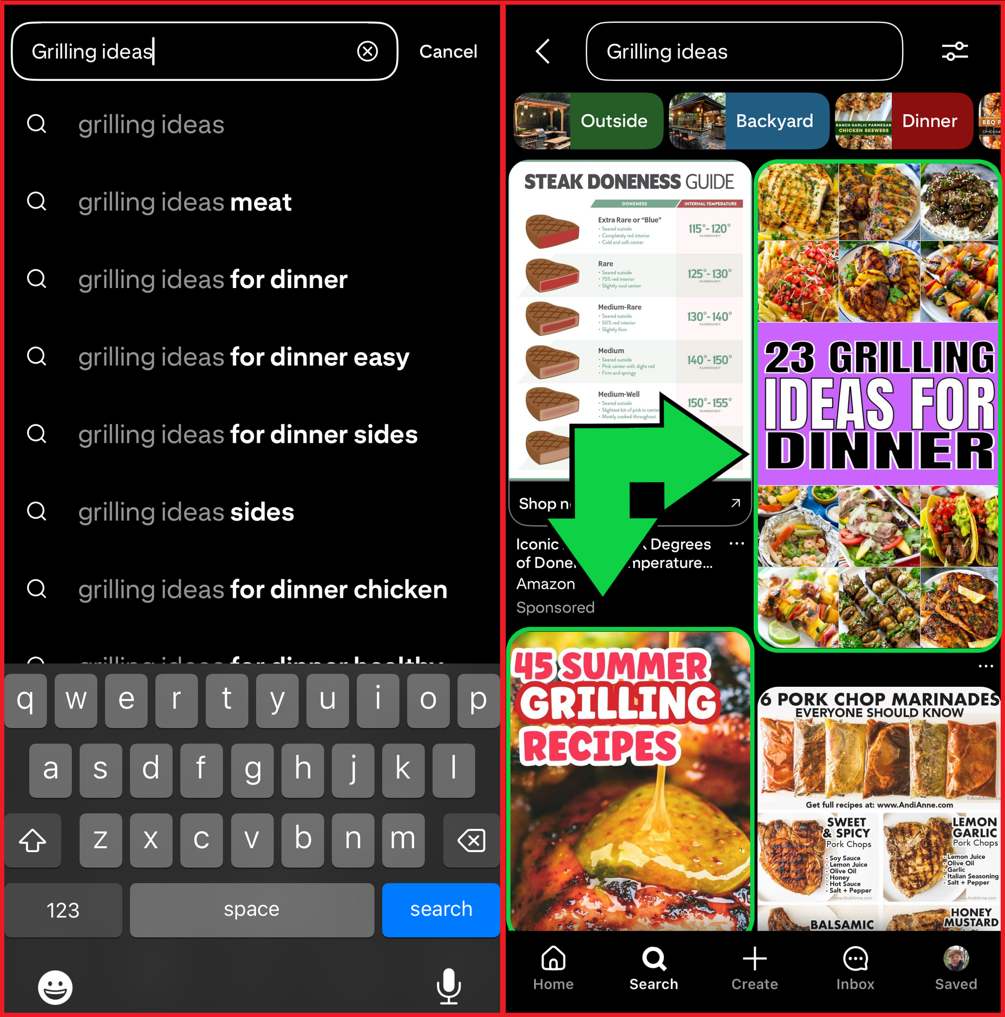 Example of proper keyword placement in a Pinterest post for improving SEO optimization. 