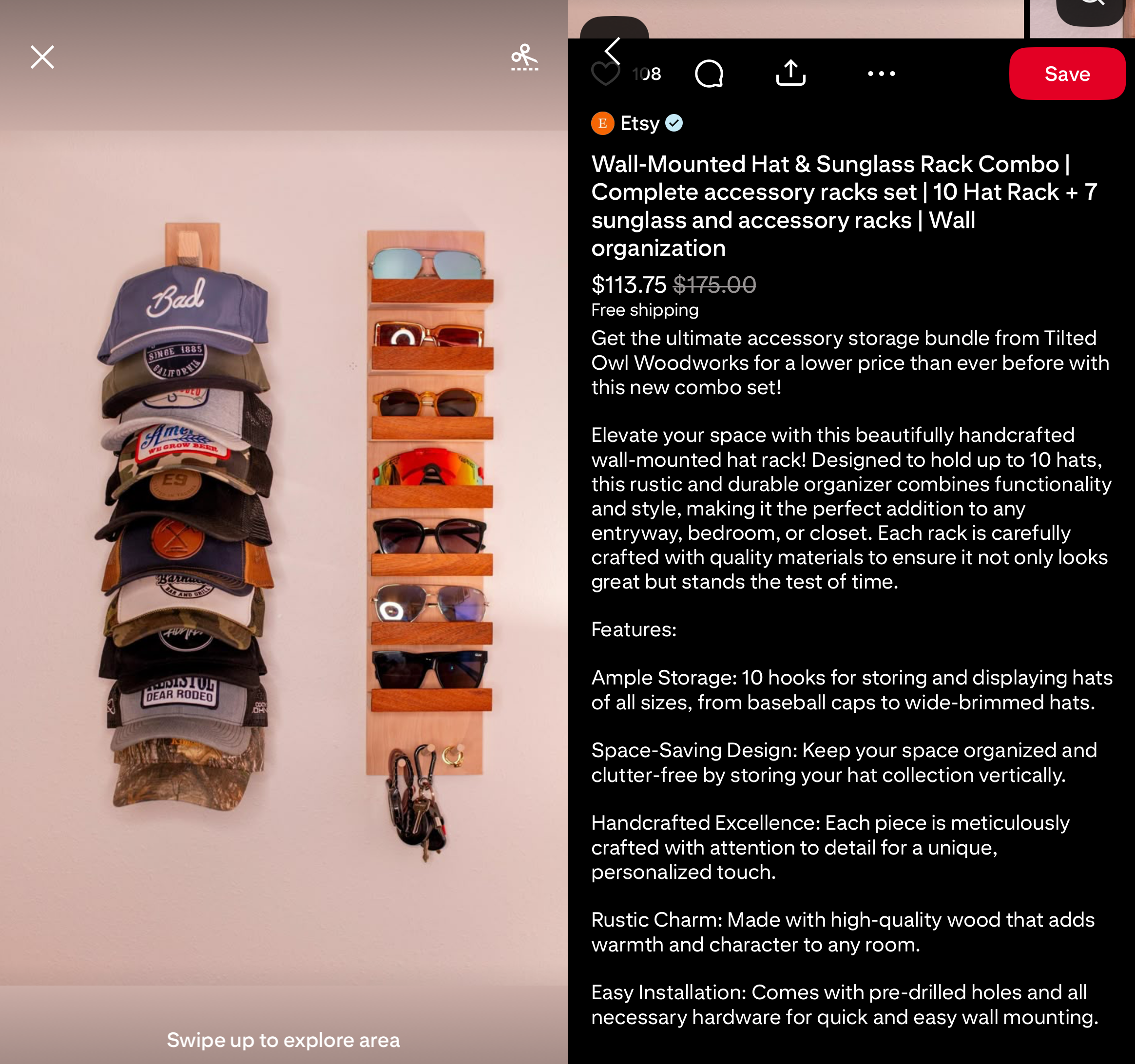 Example Pinterest Pin with good SEO optimization due to keyword density in the description.