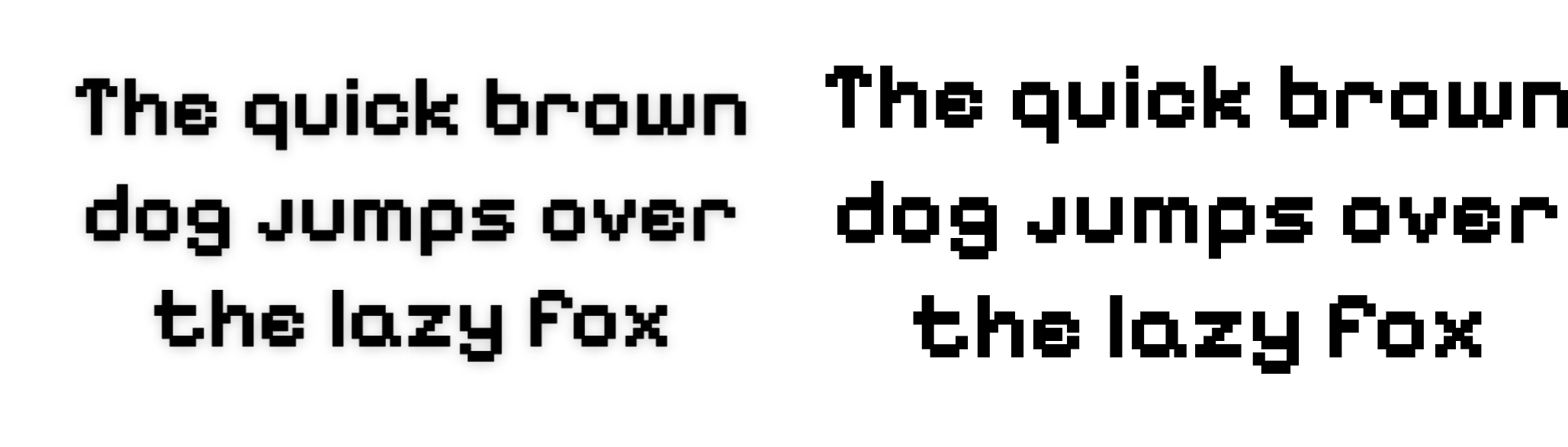 Snapchat’s retro-inspired font on the left next to the free alternative Pixelify Sans on the right, with a bold and geometric style.