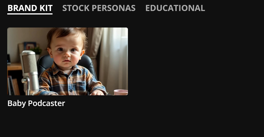 Image showing a successfully created AI baby podcaster. 