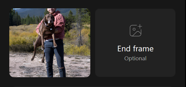 Higgsfield AI end frame video option.