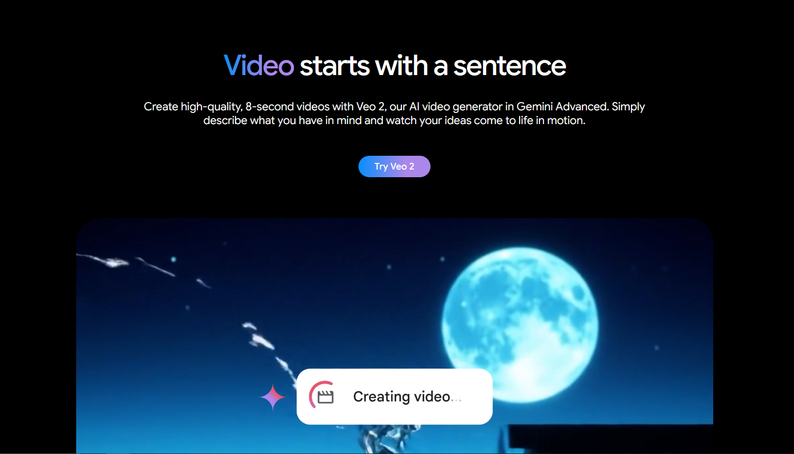 Guide showing how to access the Gemini Veo 2 video generator. 