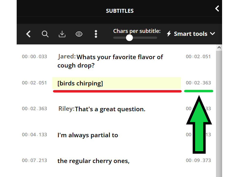 Guide showing how to adjust sound cue captions in compliance with the European Accessibility Act.