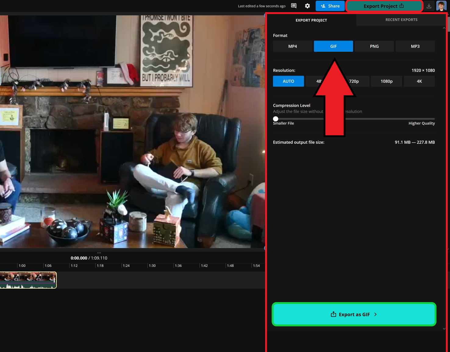 Guide showing how to create a GIF for using on Figma without sound. 