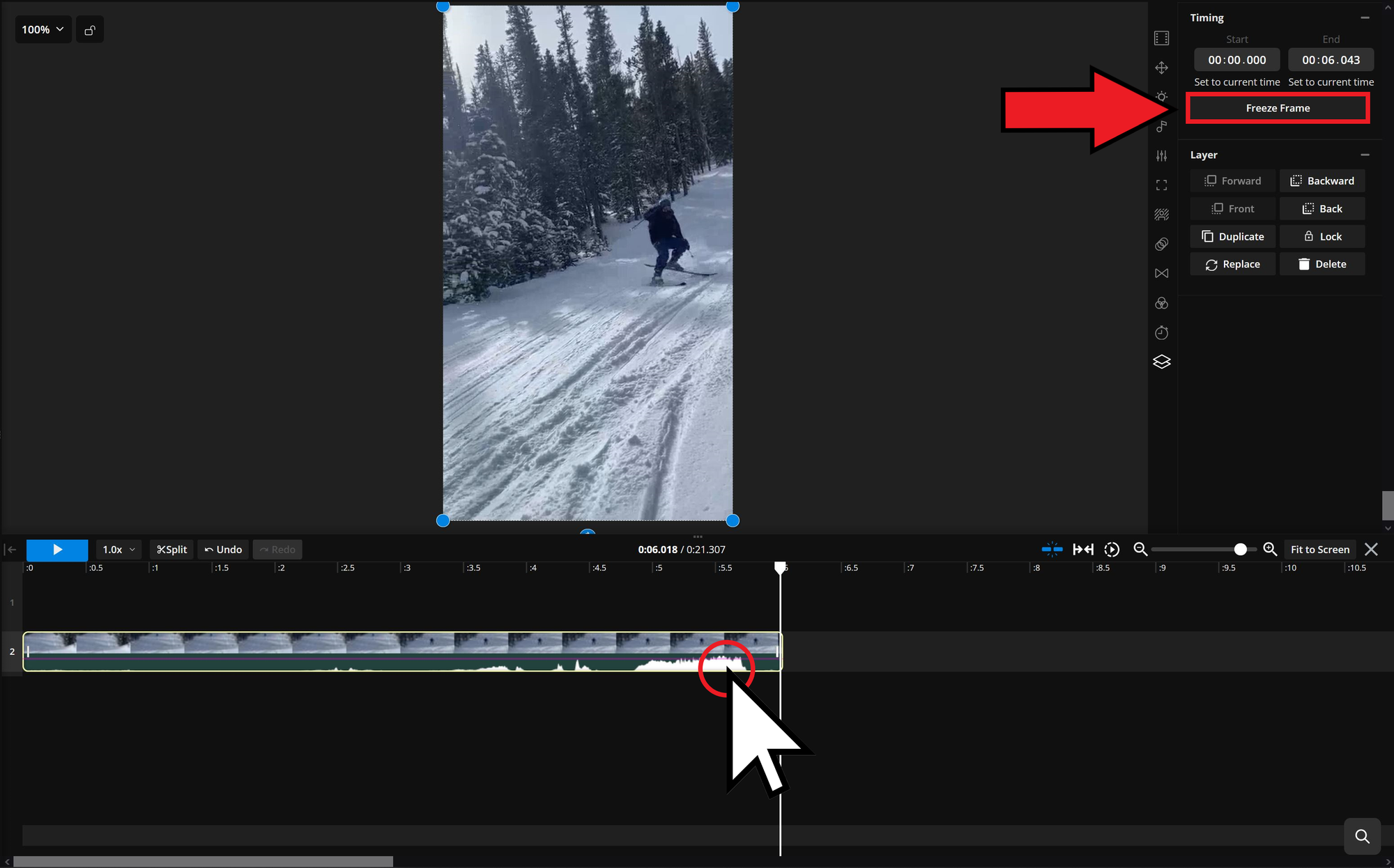 Guide showing how to create a freeze frame for the Shooting Star meme trend. 