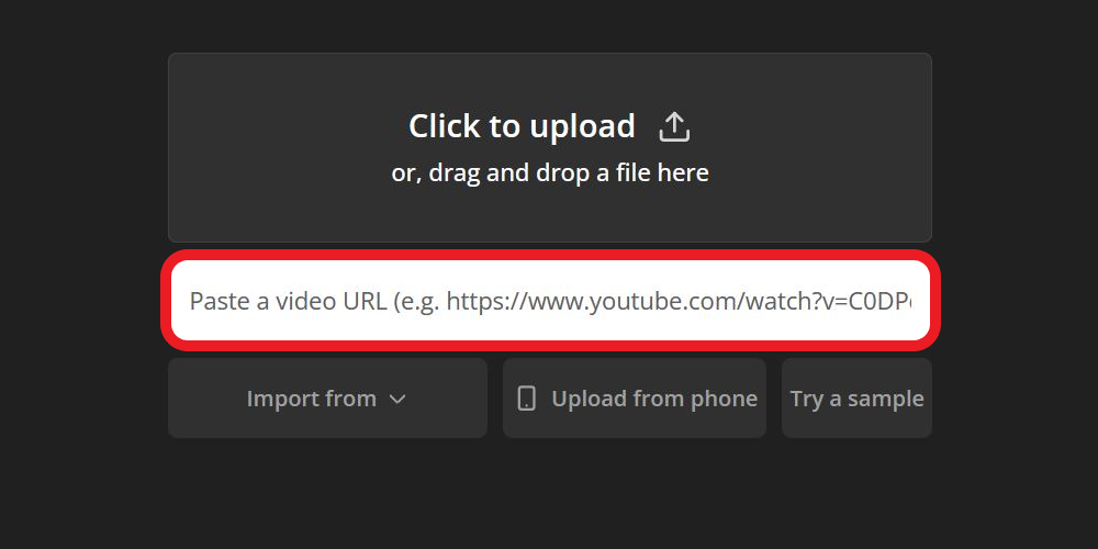 Guide showing how to import music to an editing process by pasting a link. 