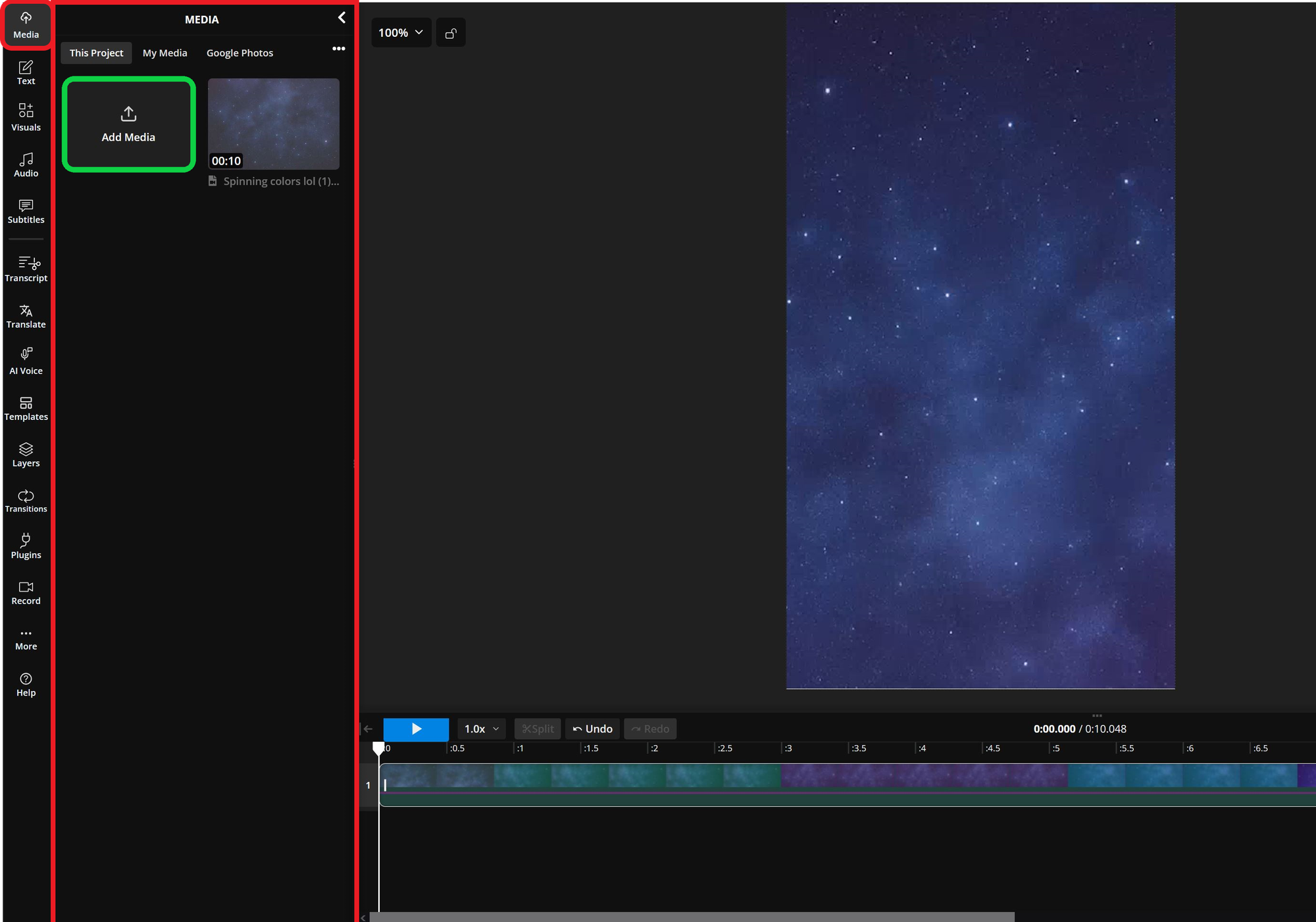 Guide showing how to add media to a Shooting Star meme trend video. 