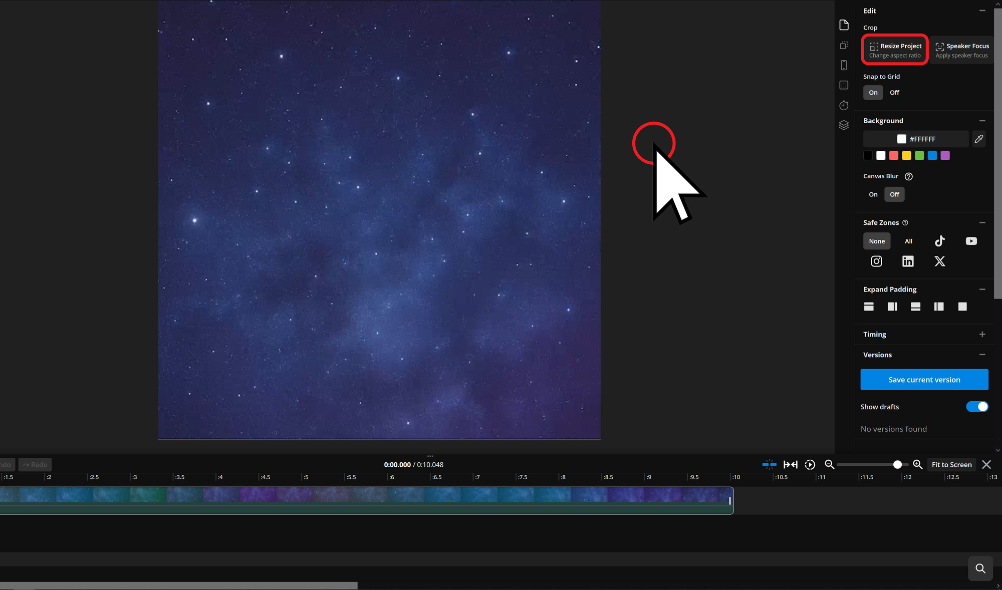 Interface showing how to resize a Shooting Star meme template for posting on social media. 
