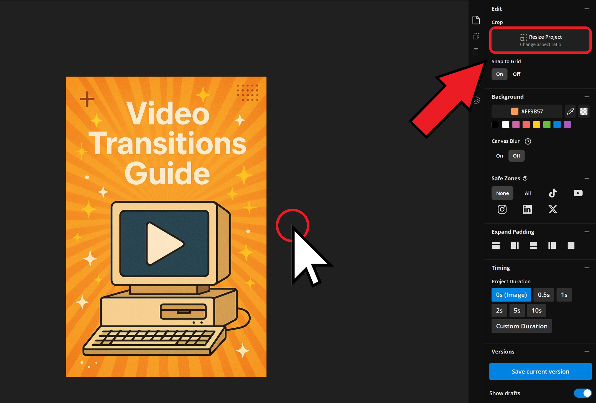 Guide showing how to resize ChatGPT generated video thumbnails.