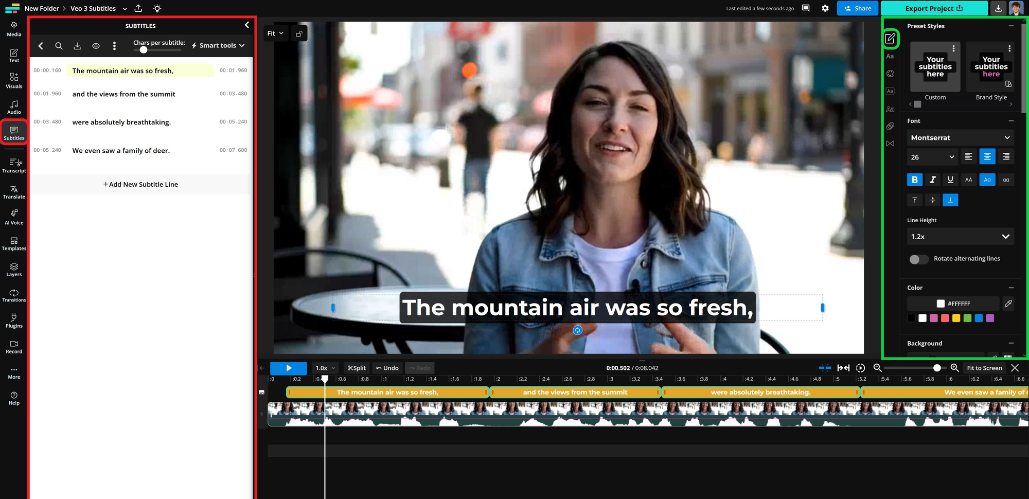 Guide showing how to edit Veo 3 video captions.