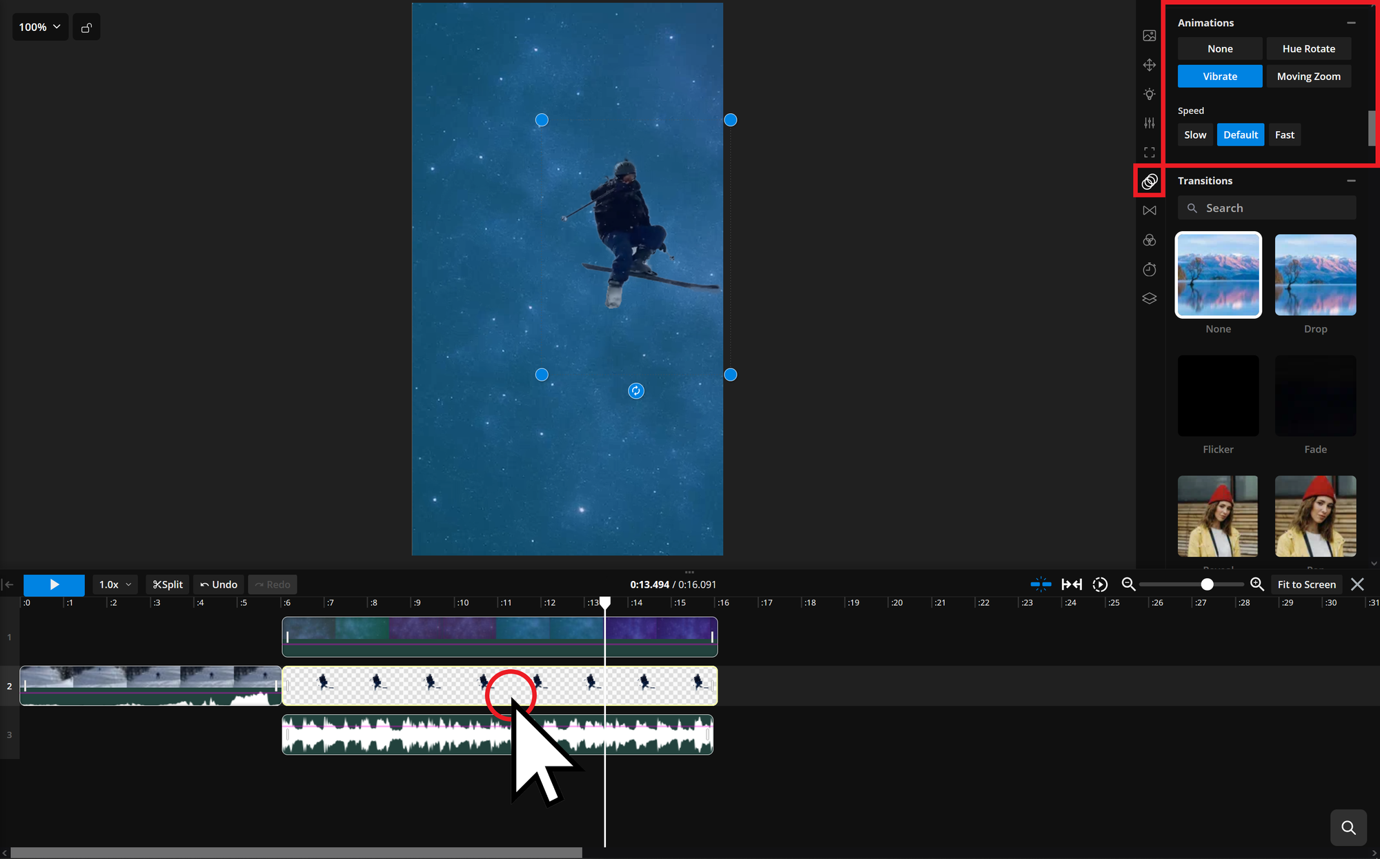 Guide showing how to add animations and moving video effects to a Shooting Star meme video subject. 
