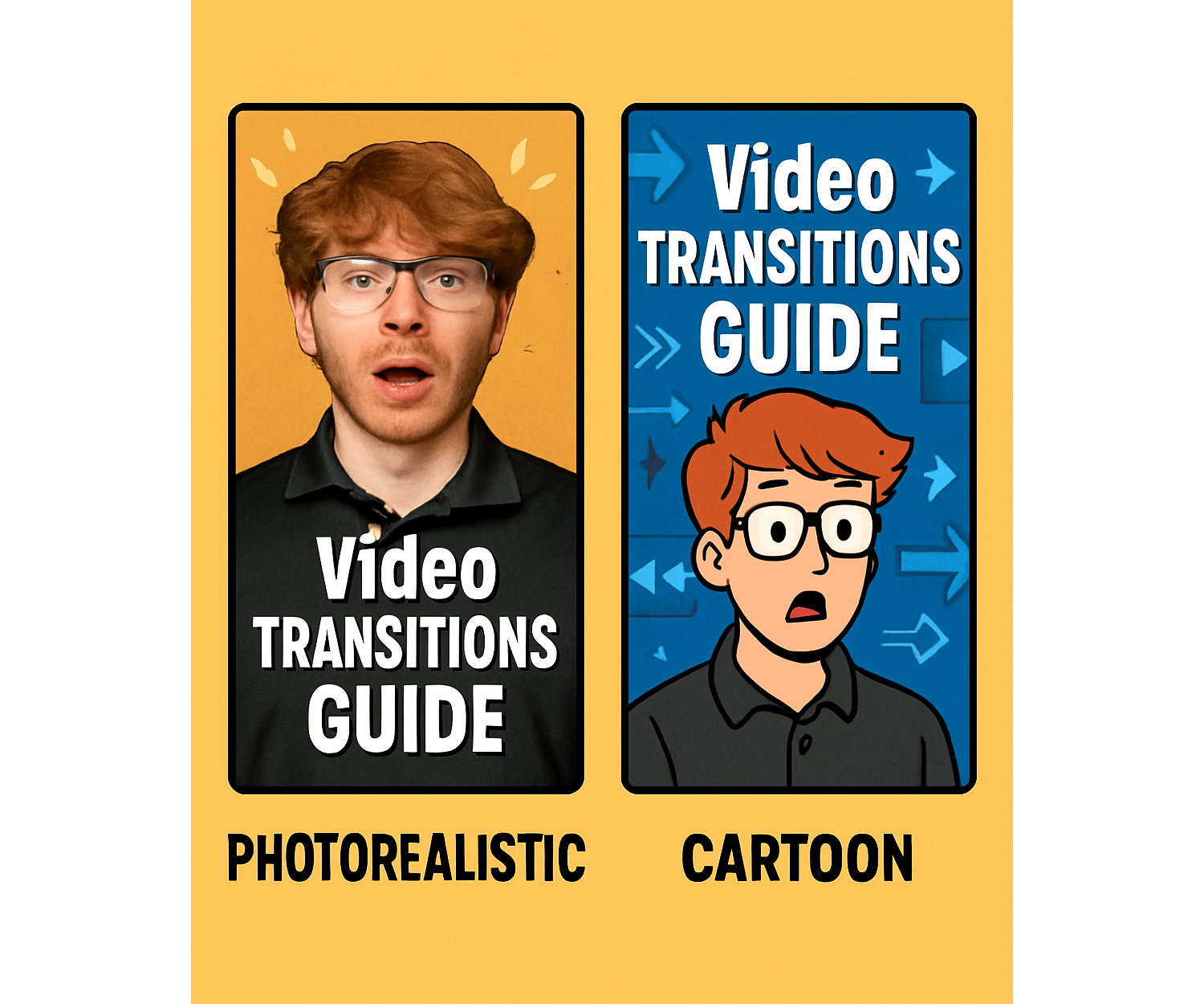 Comparison between a photorealistic ChatGPT generated thumbnail and a cartoon style generated thumbnail. 