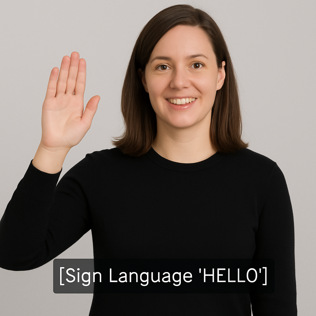 Example sign language interpreter representing compliance with the new European Accessibility Act of 2025. 