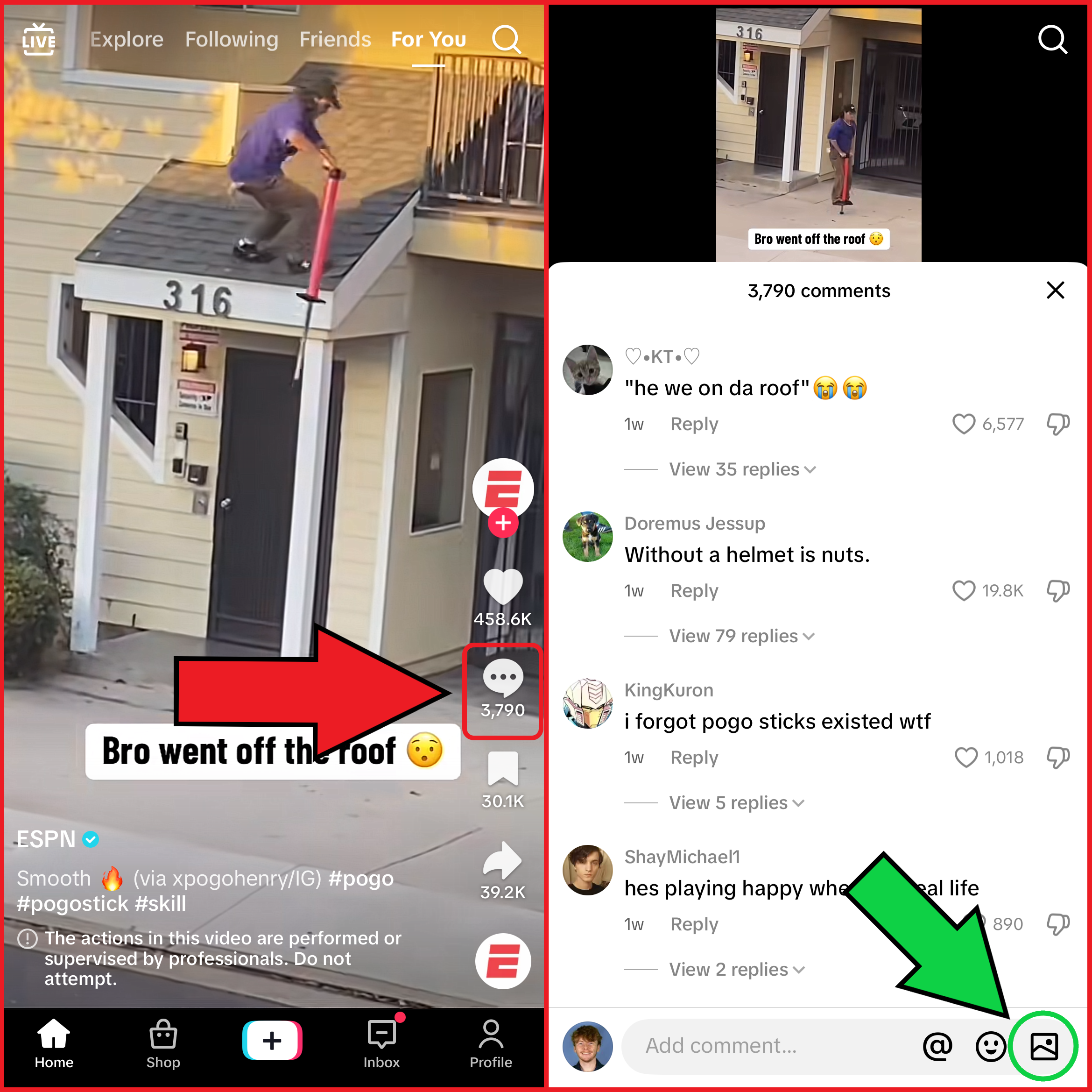 Guide showing how to comment pictures on TikTok. 